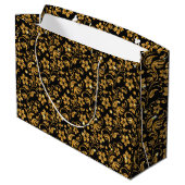 Grand Sac Cadeau Floral Noir Or (Dos Angle)