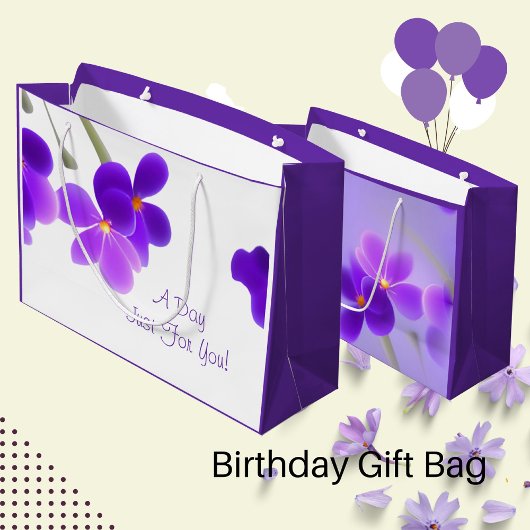 Grand Sac Cadeau Floral pourpre