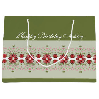 Grand Sac Cadeau Floral rose Accentué