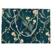 Grand Sac Cadeau Floral vert et or (Dos)