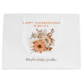 Grand Sac Cadeau Florales de feuillage d'automne Nom du Bon thanksg (Devant)