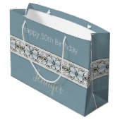 Grand Sac Cadeau Flore Bleue Accentué (Dos Angle)