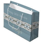 Grand Sac Cadeau Flore Bleue Accentué (Devant Angle)