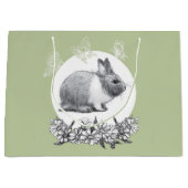 Grand Sac Cadeau Fluffez le lapin. Dessin au crayon (Devant)