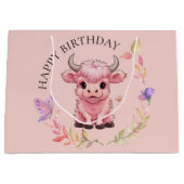 Grand Sac Cadeau Fluffy Rose Highlands Scottish Cow (Devant)
