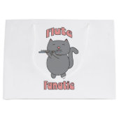 Grand Sac Cadeau Flute Fanatic Pink Gray Cat (Devant)