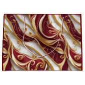 Grand Sac Cadeau Flux de marbre or et bordeaux (Devant)