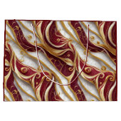 Grand Sac Cadeau Flux de marbre or et bordeaux (Dos)