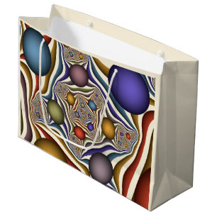 Grand Sac Cadeau Flying Up Colorful Moderne Art Fractal Abstrait