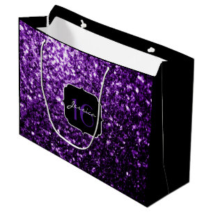 Grand Sac Cadeau Foncé pourpre foncé brillant parties scintillant s