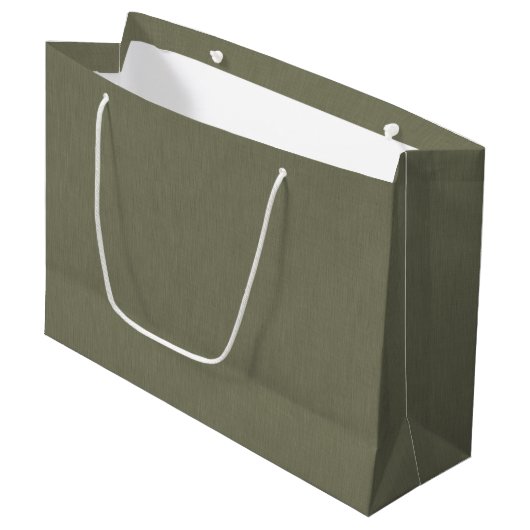 Grand Sac Cadeau Fond texturé vert olive calme et simple (Devant Angle)