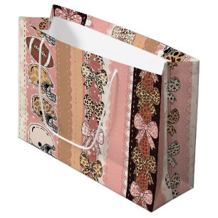 Grand Sac Cadeau Football Coquette à motif léopard (1)