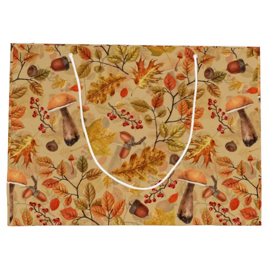 Grand Sac Cadeau Forêt automnale sur ocre (Dos)