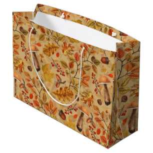 Grand Sac Cadeau Forêt automnale sur ocre