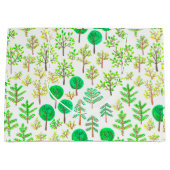 Grand Sac Cadeau Forêt d'aquarelle en style doodé (Devant)