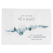 Grand Sac Cadeau Forêt d'aquarelle minimum de Noël personnalisé (Dos)