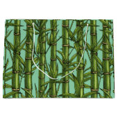 Grand Sac Cadeau Forêt de bambou sur bleu clair (Devant)