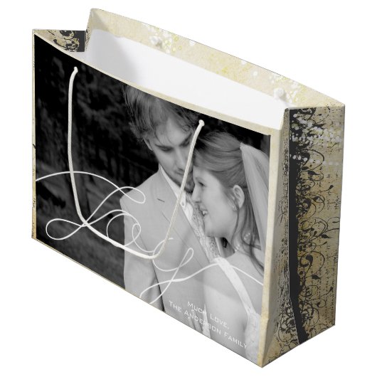 Grand Sac Cadeau Forêt Mason Jar Pink Heart Leaf Firefly (Devant Angle)