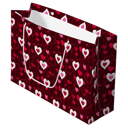 Grand Sac Cadeau Forever Love Red Hearts (Devant Angle)