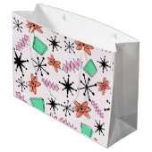 Grand Sac Cadeau Formes rétro atomiques rose orange et vert (Dos Angle)