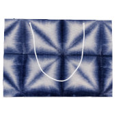 Grand Sac Cadeau Formes Shibori Bleues et Blancs Tie Dye Denim Look (Dos)
