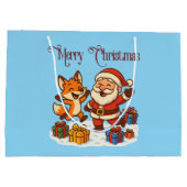 Grand Sac Cadeau Fox and Santa Christmas Gift Bag (Dos)