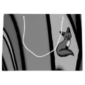 Grand Sac Cadeau Fox Design d'art moderne en argent (Devant)