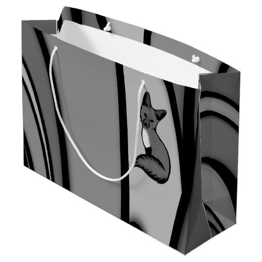 Grand Sac Cadeau Fox Design d'art moderne en argent (Dos Angle)