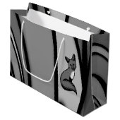 Grand Sac Cadeau Fox Design d'art moderne en argent (Devant Angle)