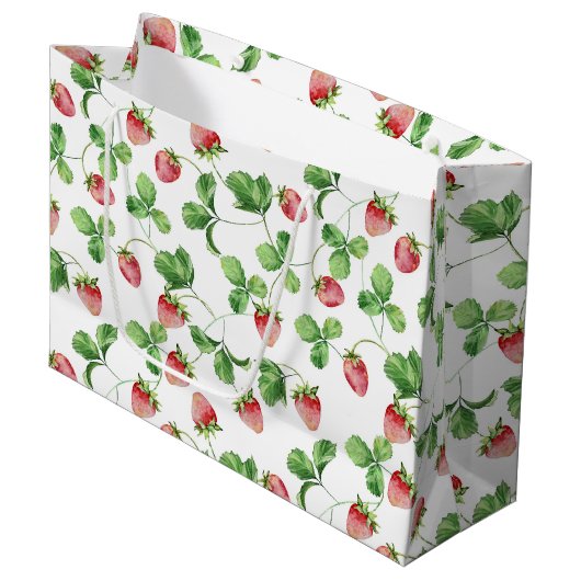 Grand Sac Cadeau Fraise (Devant Angle)