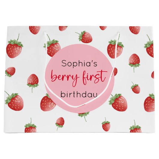 Grand Sac Cadeau fraise 1er anniversaire Berry 1er (Devant)