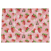 Grand Sac Cadeau Fraise avec Papillon (Devant)
