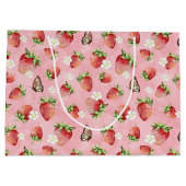 Grand Sac Cadeau Fraise avec Papillon (Dos)
