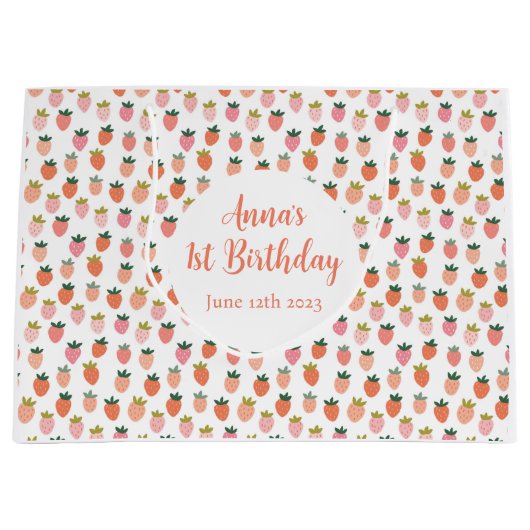 Grand Sac Cadeau Fraise mignonne (Devant)