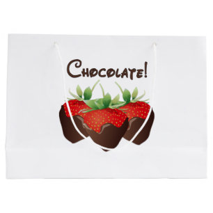 Grand Sac Cadeau Fraises de chocolat