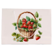 Grand Sac Cadeau Fraises fraîches dans un panier en osier (Dos)