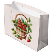 Grand Sac Cadeau Fraises fraîches dans un panier en osier (Dos Angle)