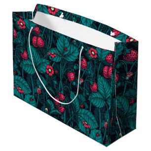 Grand Sac Cadeau Fraises sauvages, rouges et bleues