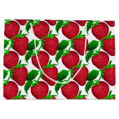 Grand Sac Cadeau Fraises sur Motif Arrière - plan blanc (Dos)