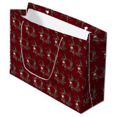 Grand Sac Cadeau Frame d'or rustique Berry Pinecone Wreath Noël (Devant Angle)