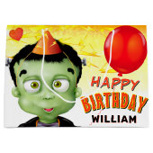 Grand Sac Cadeau Frankenstein Halloween Anniversaire de enfant (Devant)