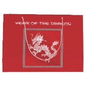 Grand Sac Cadeau Frapper l'année rouge et blanche du dragon (Dos)