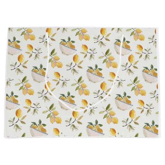 Grand Sac Cadeau French Country Lemon Pattern Gift Bag (Devant)
