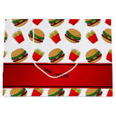 Grand Sac Cadeau Fritures blanches nommées personnalisées (Devant)