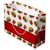 Grand Sac Cadeau Fritures blanches nommées personnalisées (Dos Angle)