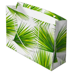 Grand Sac Cadeau Frondes hawaïennes exotiques tropicales de paume