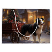 Grand Sac Cadeau Frontière Collie Festive de Noël (Dos)