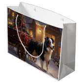 Grand Sac Cadeau Frontière Collie Festive de Noël (Dos Angle)