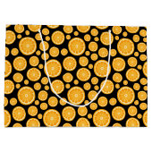 Grand Sac Cadeau Fruit d'agrumes en tranches d'orange noir (Dos)