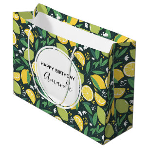 Grand Sac Cadeau Fruit de citron jaune et de citron vert Motif Anni